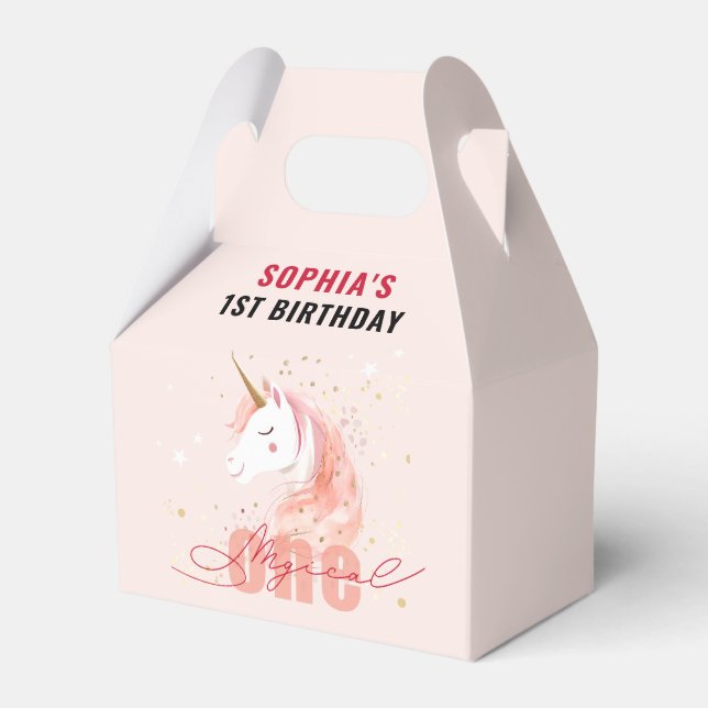 Magical Unicorn First Birthday Presentaskar (Framsidan Sidan)