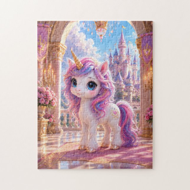 Magical Unicorn in a Fairytale Castle Jigsaw Puzzl Pussel (Vertikal)