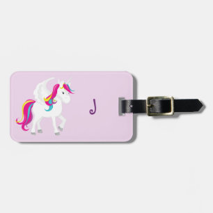 Magical Unicorn på purpurfärgad information om Bagagebricka