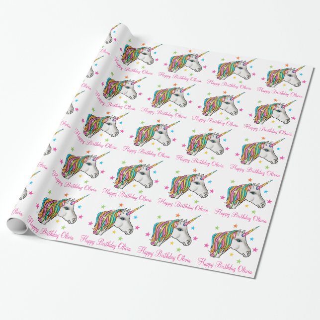 Magical Unicorn som slår in papper Presentpapper (Utrullad)