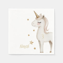 Magical Unicorn Yellow Birthday Party Cocktail Pappersservett
