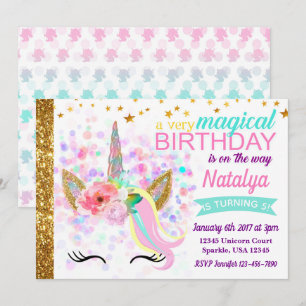Magical Unicornfödelsedaginbjudan Inbjudningar