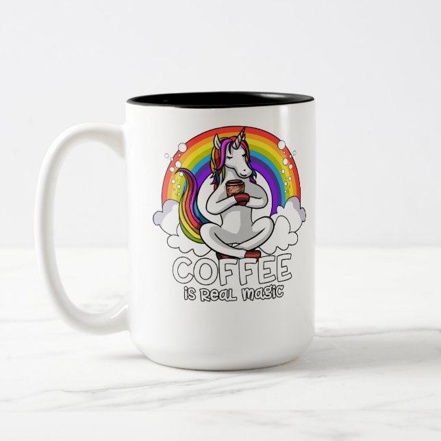 Magical Unicornkaffe som dricker älskare Två-Tonad Mugg (Vänster)