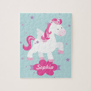 Magical Unicornpussel för gullig rosa personlig Pussel