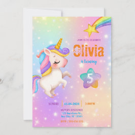 Magical Unicorns Purple Birthday Party Inbjudningar