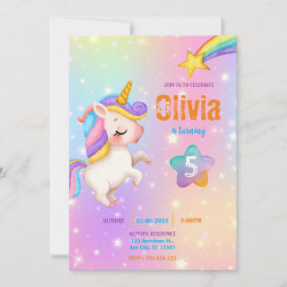 Magical Unicorns Purple Birthday Party Inbjudningar