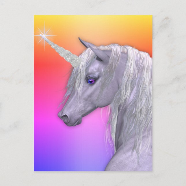 Magical vitUnicorn och regnbåge Vykort (Framsida)