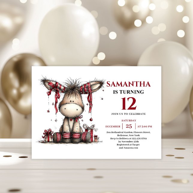 Magical whimsical animals donkey kids birthday inbjudningar (Magical whimsical animals look kids birthday invitation

)