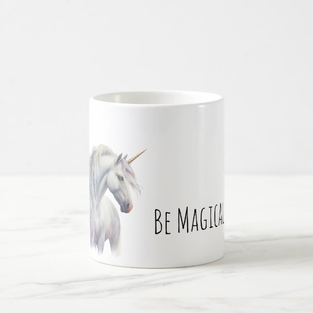 Magical White Gold Horn Unicorn  Kaffemugg (Center)