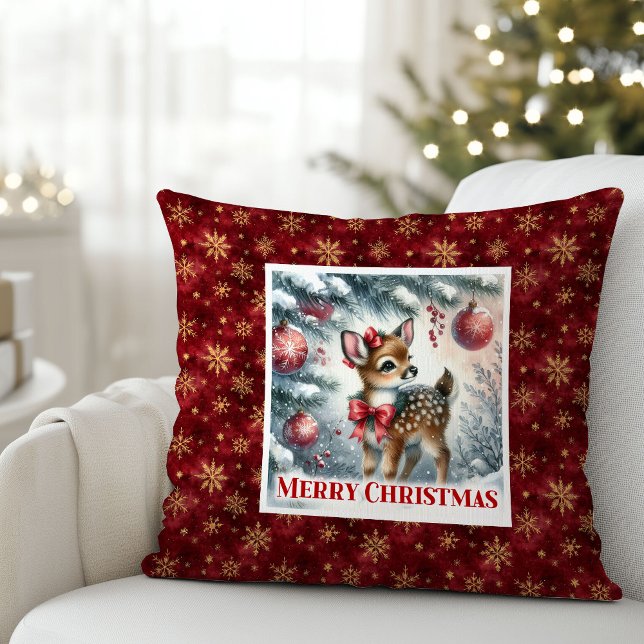 Magical Winter Deer Soft Forest Gift Christmas  Kudde (Magical Winter Deer Soft Forest Gift Christmas pillow)