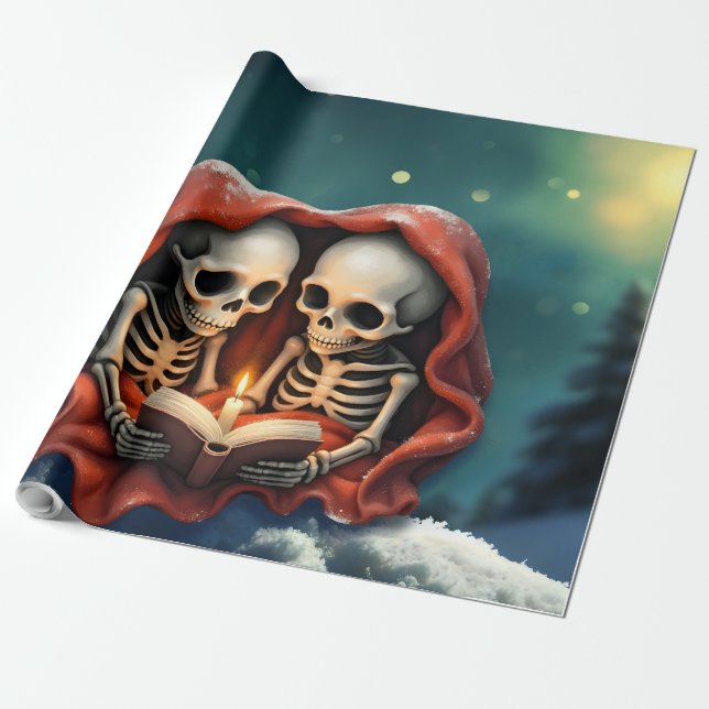 Magical winter moments, two skeletons presentpapper (Utrullad)
