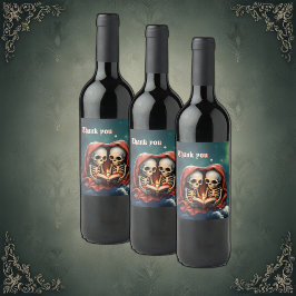 Magical winter moments, two skeletons vinflaska etikett