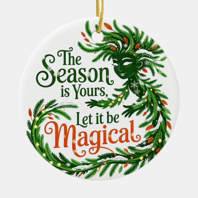 Magical Winter Spirit Forest Queen Christmas Ornam Julgransprydnad Keramik (Framsidan)