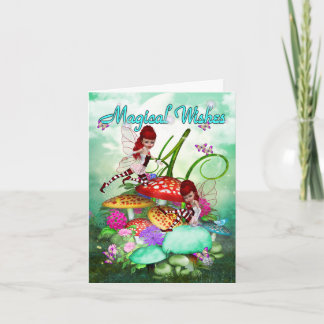 Magical Wishes, playful fairies.. card Kort