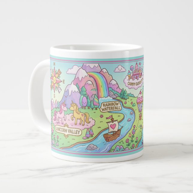 Magical World Map Kids Custom Name Mug Jumbo Mugg (Framsida vänster)