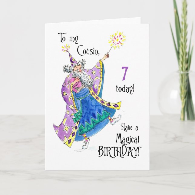 Magician 7:e-födelsedagskort för en kusin kort (Framsida)