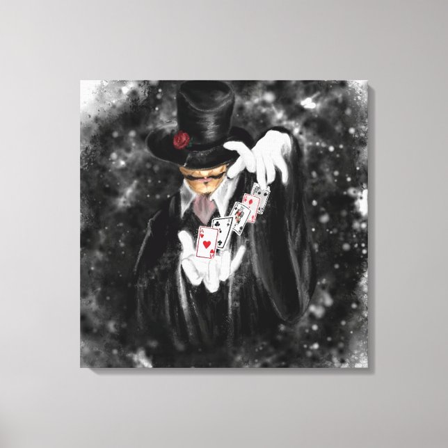 Magician and Spelkort Abracadabra - Teckning Canvastryck (Framsida)