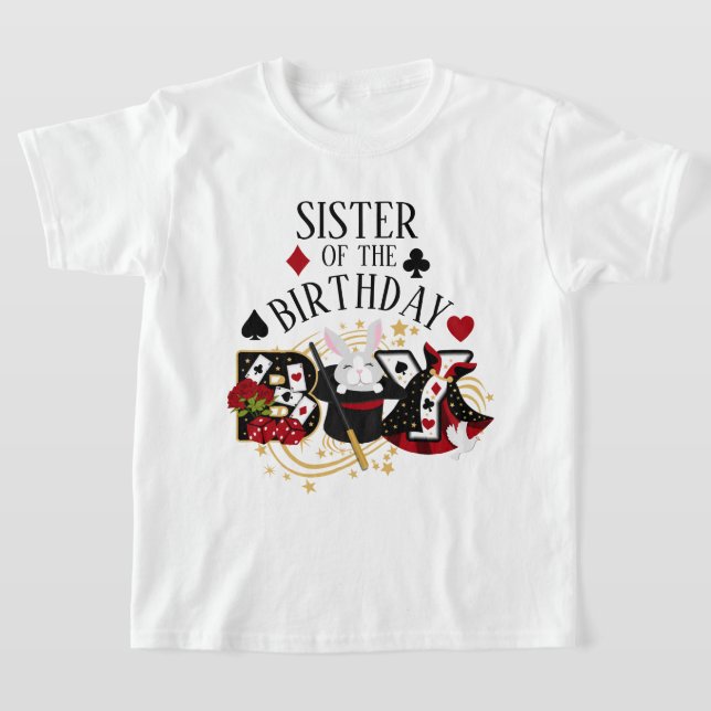 Magician Birthday Boy Shirt Sister födelsedagsfest T Shirt (Laydown)
