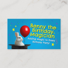 Magician Birthday Party Business Card 3.5" x 2.0"  Visitkort