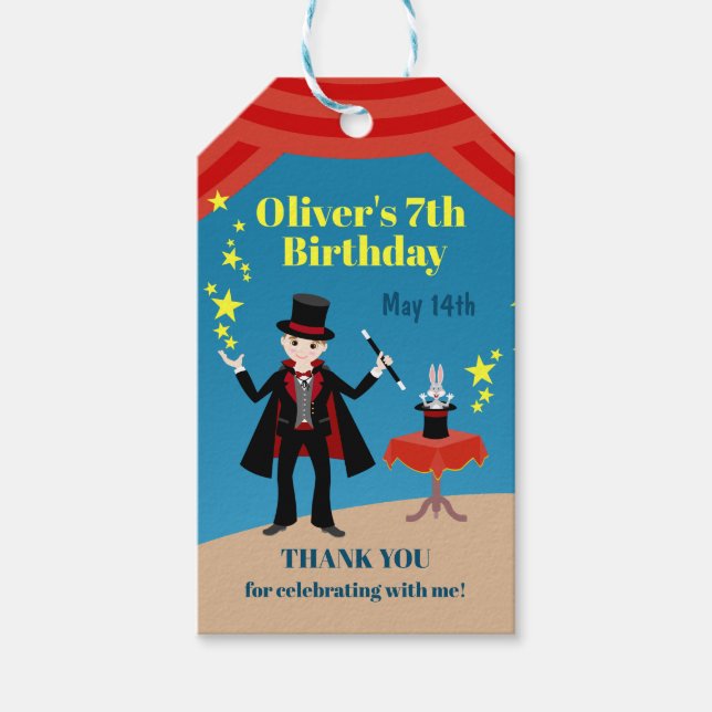 Magician Boy Show Födelsedagsfest Presentetikett (Framsidan)