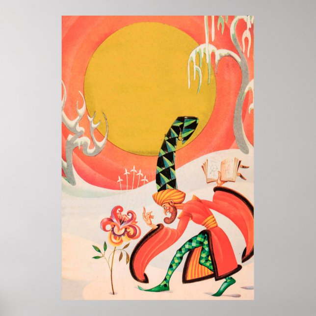 Magician Casting A Spell på en blomma Poster (Framsidan)