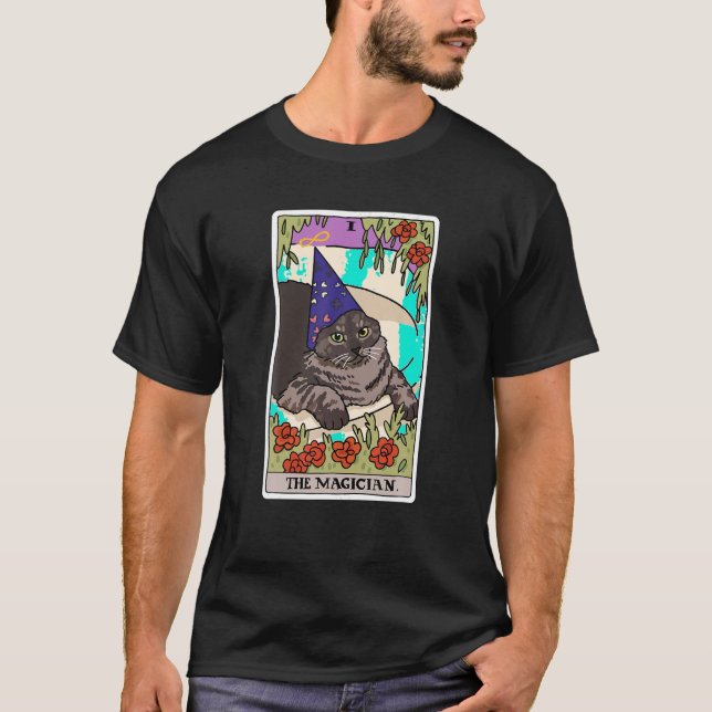 Magician Cat Tarot Card Rider Waite Deck Hallo T Shirt (Framsida)