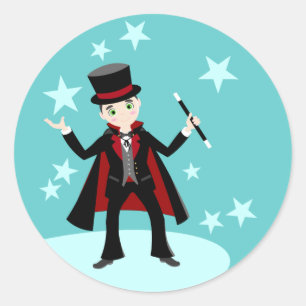 Magician födelsedagsfest runt klistermärke