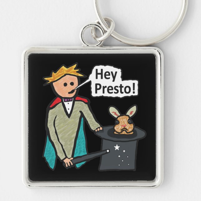 Magician Fyrkantig Silverfärgad Nyckelring (Framsidan)