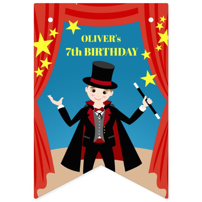 Magician Girl Show Födelsedagsfest Vimplar (Första flaggan)