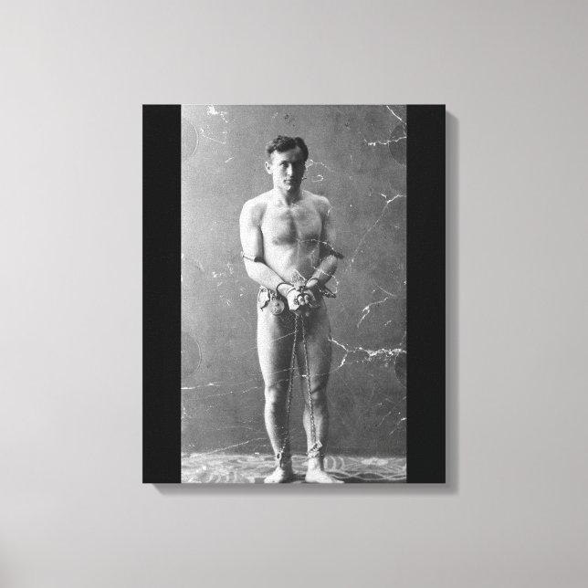 Magician Harry Houdini står i kedjor Canvastryck (Framsida)
