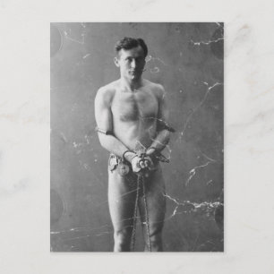 Magician Harry Houdini står i kedjor Vykort