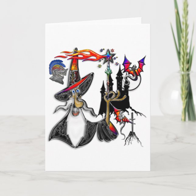 Magician Magic Mystical Fire Wizard Kort (Framsida)