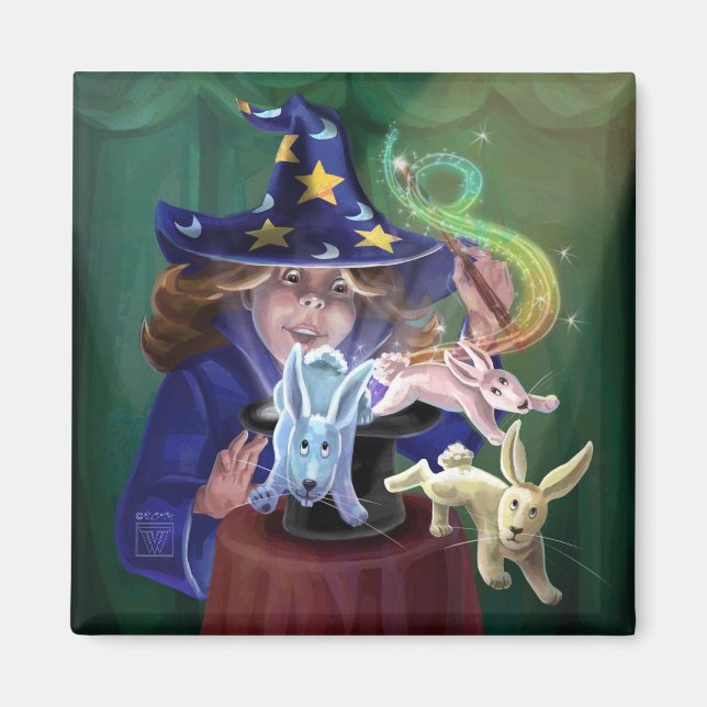Magician Pulling Rabbits från Hat Magnet (Framsidan)