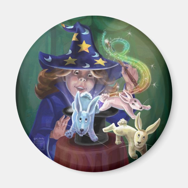 Magician Pulling Rabbits från Hat Magnet (Framsidan)