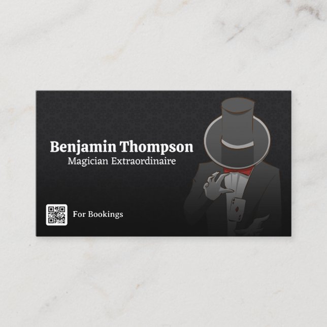 Magician som gör en kortutlösning visitkort (Framsida)