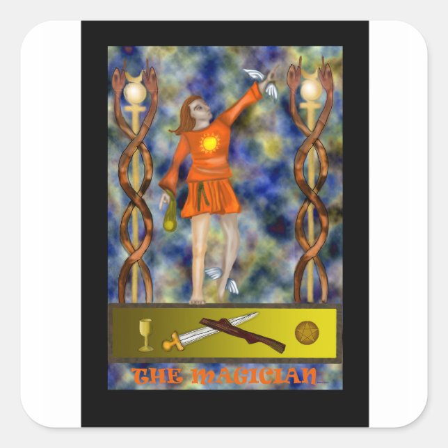 Magician - Sticker Fyrkantigt Klistermärke (Framsida)