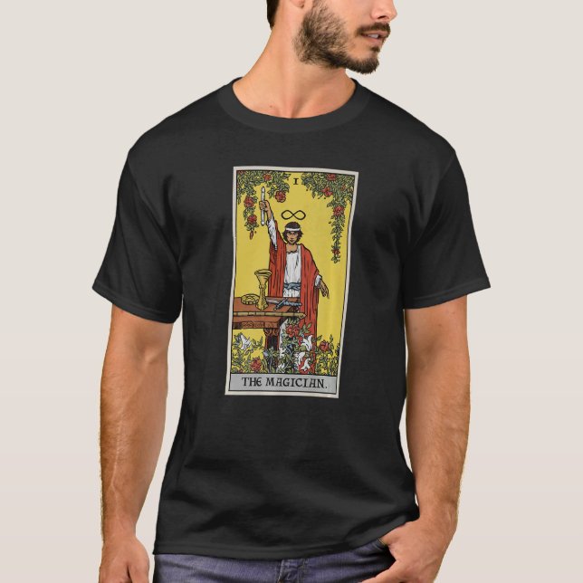 Magician Tarot Card Andlig Pagan Witch Divi T Shirt (Framsida)
