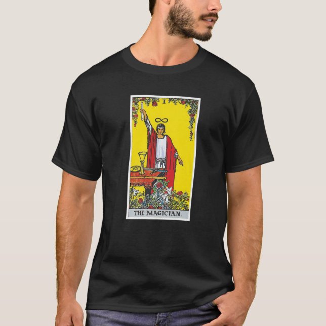 Magician Tarot Card Occult Tro Divination Magi T Shirt (Framsida)
