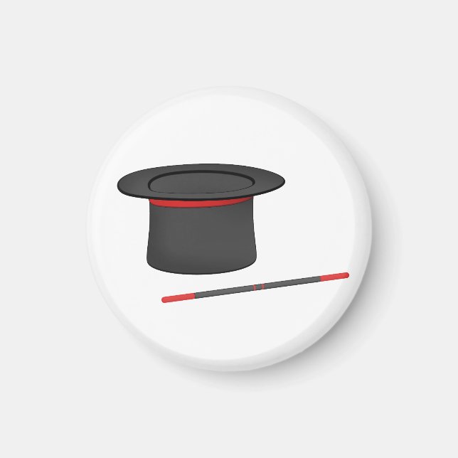 Magician top hat och magiskt trollspö magnet (Framsidan)