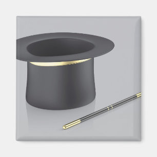 Magician top hat och magiskt trollspö magnet