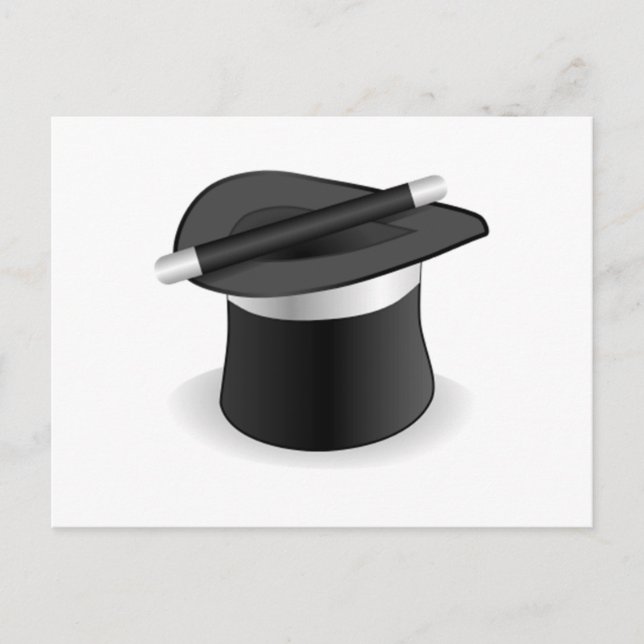 Magician Trollspö och Hat Vykort (Framsida)