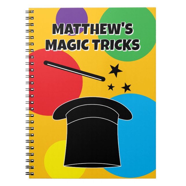 Magician wand and hat magic show personalized anteckningsbok (Framsidan)