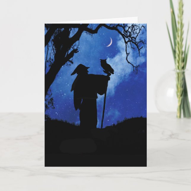 Magician Wicca Inspired Birthday Card med Uggla Kort (Framsida)