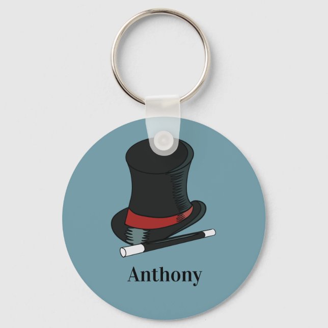 Magicians Hat and Magic Trollspö Personlig Nyckelring (Framsida)