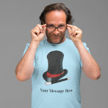 Magicians Hat and Magic Trollspö Personlig T Shirt<br><div class="desc">Lägg till ett namn- eller ett anpassningsbar-meddelande om du vill skapa en personlig som är perfekt för trollkarlar oavsett ålder. Den här grafiken visar en verklighetstrogen stil på en magikhatt i svart och rött och ett magiskt trollspö i svartvitt med en namn under bilden.</div>