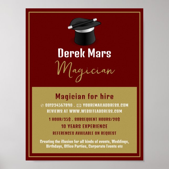 Magicians Hat & Trollspö, Magician Advertising Poster (Framsidan)