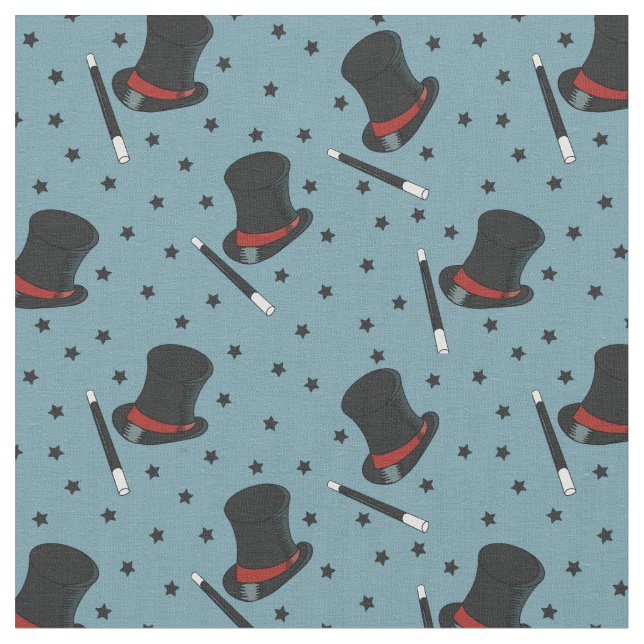 Magicians Hats, Magic Trollspös and Stars Blue Tyg (Närbild)