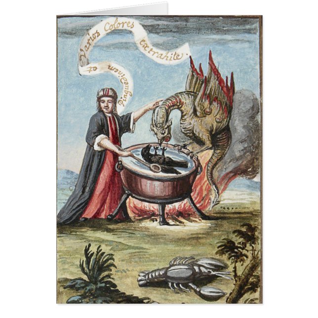Magicians Kuldron- och Dragon Greeting Card Hälsningskort (Framsidan)