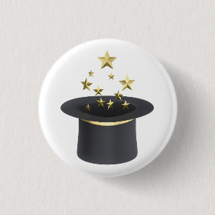 Magicians top hat med gyllene stjärnor knapp