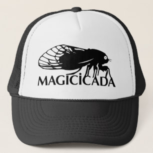 Magicicadaen - cikada - kalla kryp får på ett keps